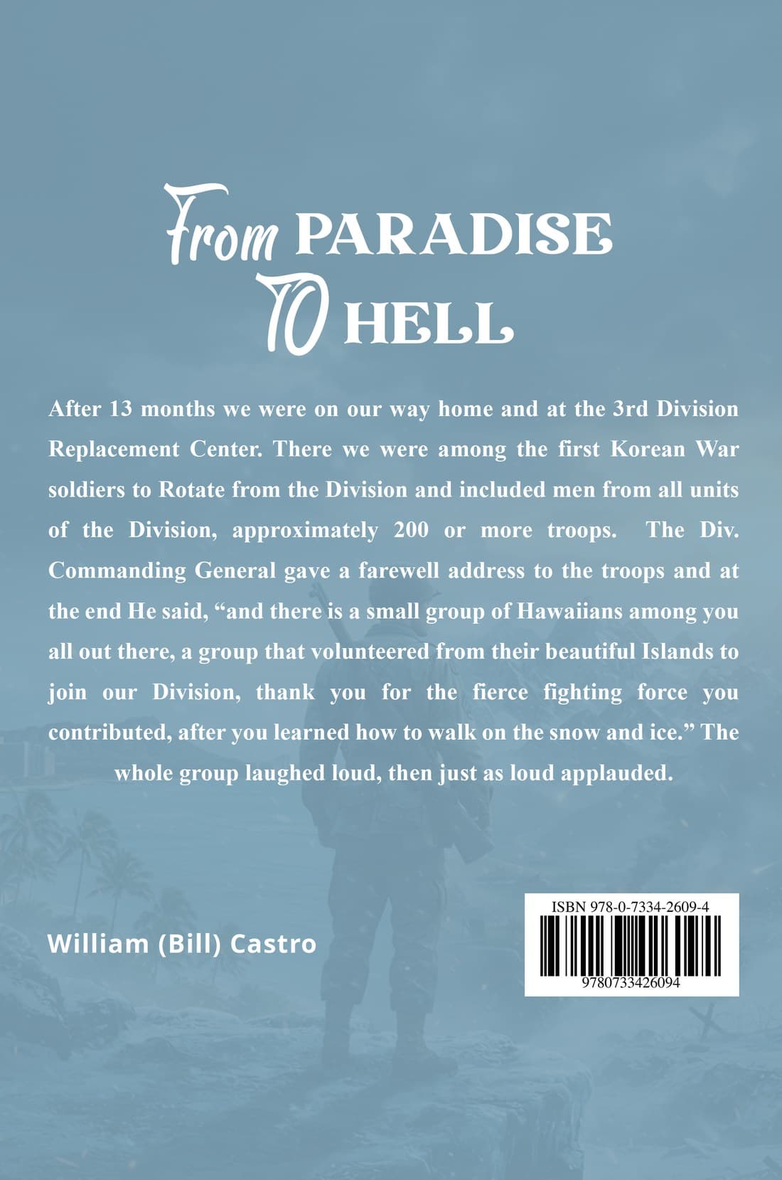 Back cover of From Paradise to Hell, carrying the Commanding General's farewell address